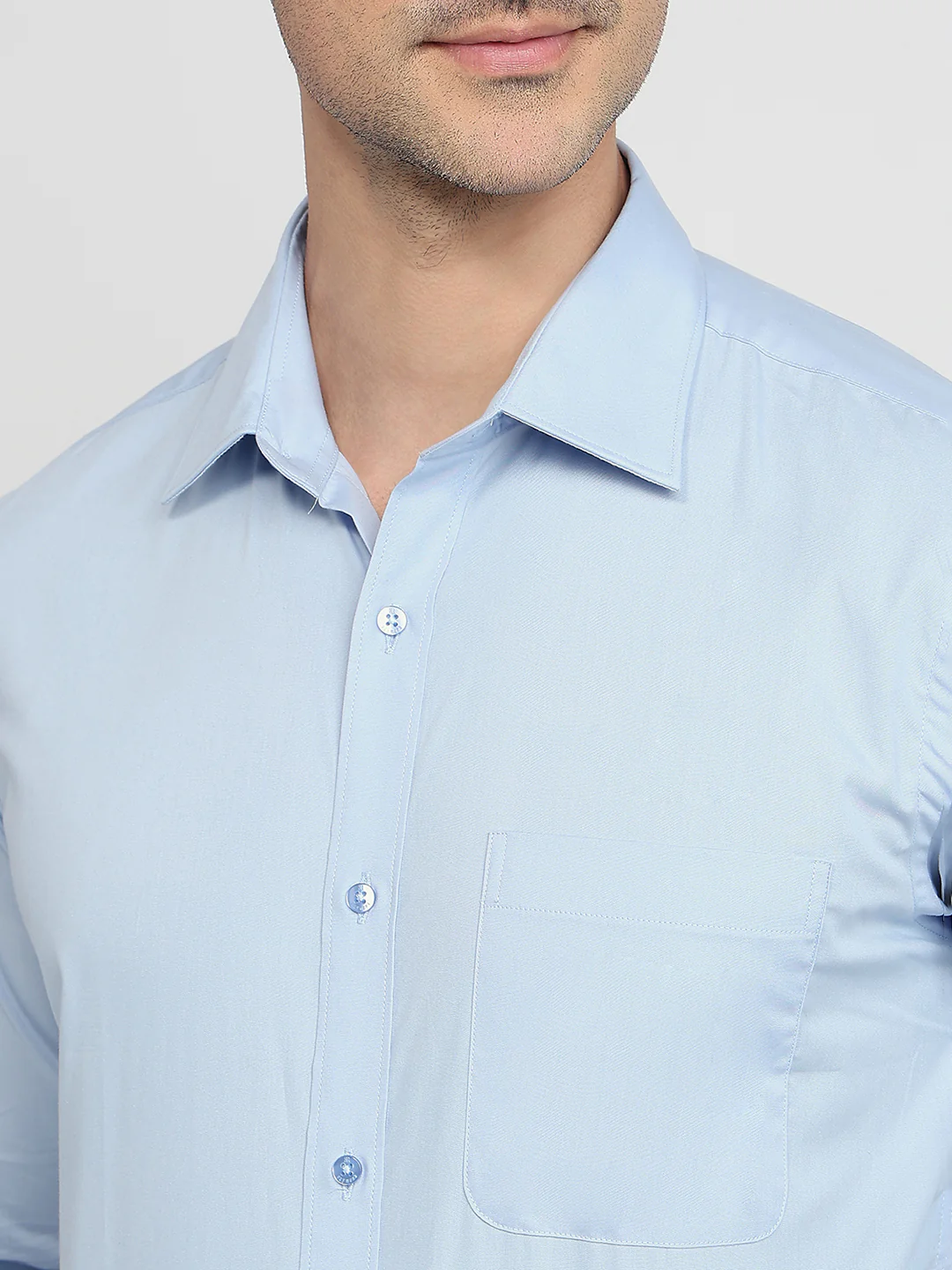 Raymond Men Blue Solid Slim Fit Cotton Shirt - Image 6