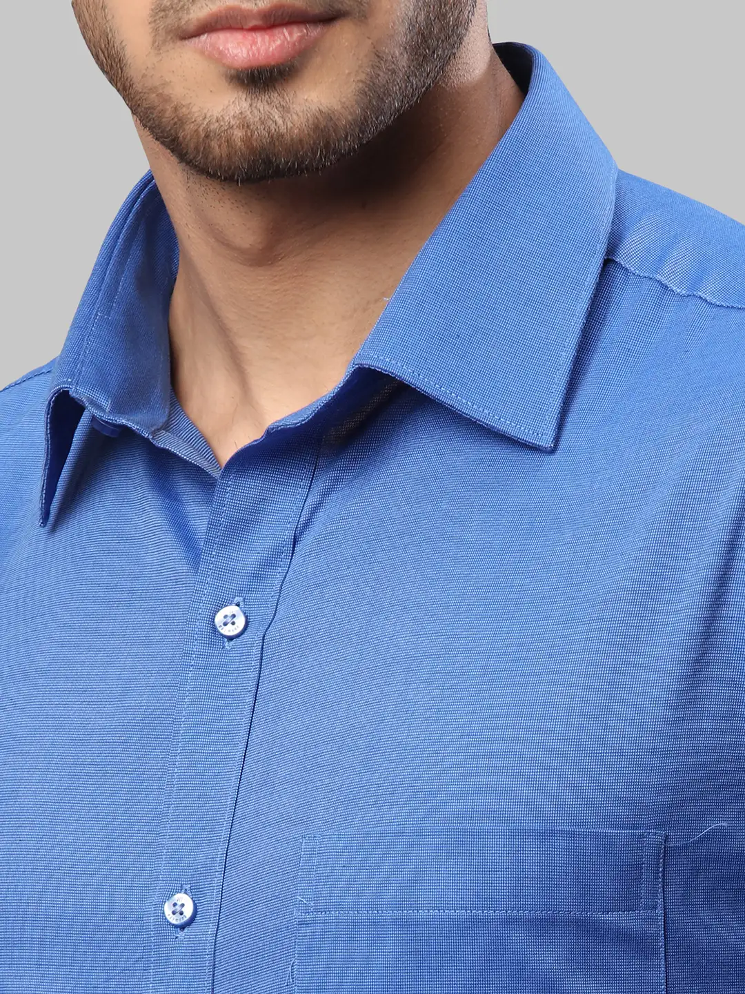Raymond Men Blue Solid Slim Fit Cotton Shirts - Image 6