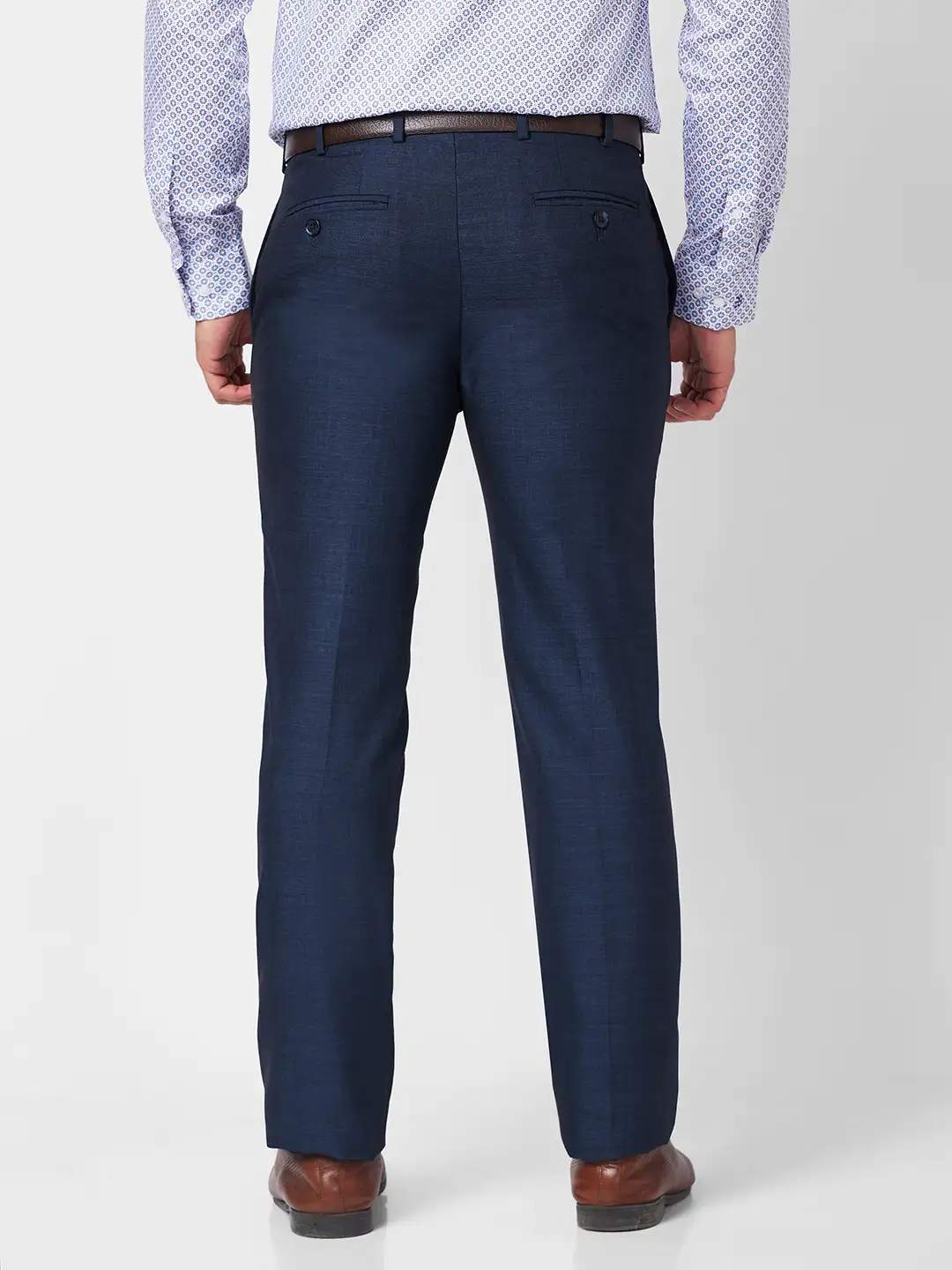 Raymond Men Blue Solid Slim Fit Polyester Blend Trouser - Image 4