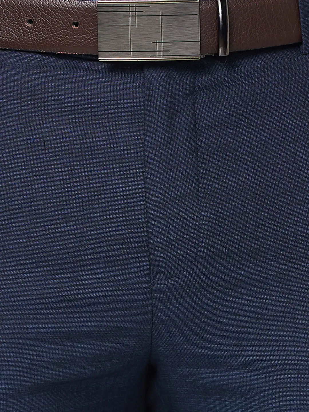 Raymond Men Blue Solid Slim Fit Polyester Blend Trouser - Image 7