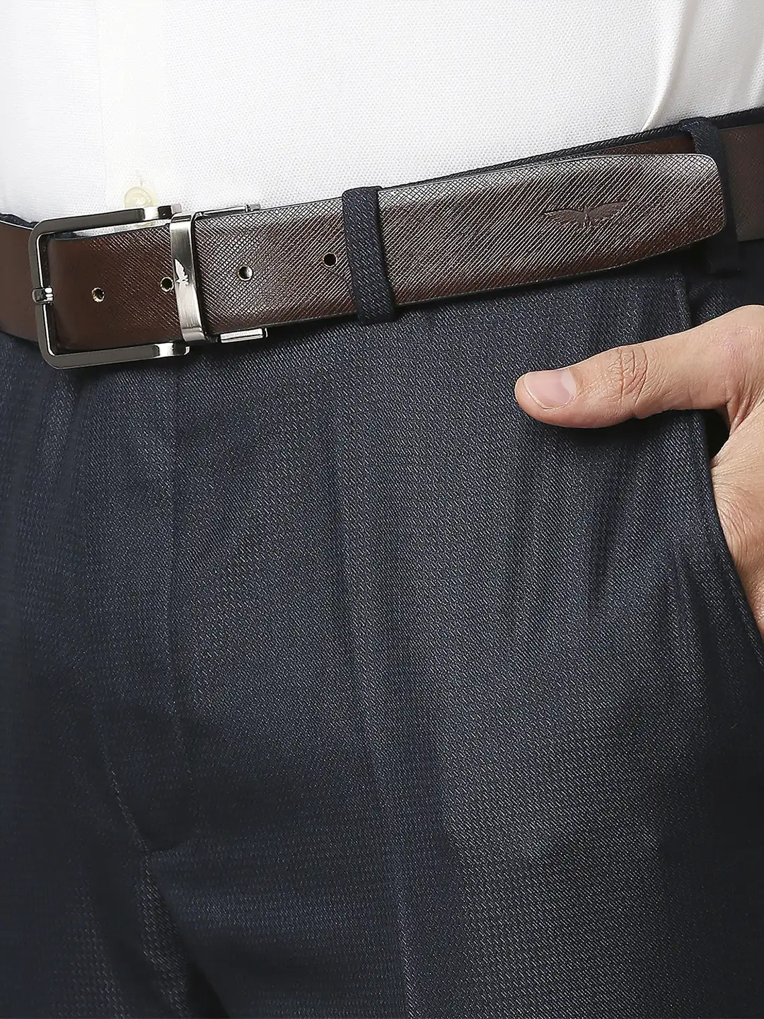 Raymond Men Blue Solid Slim Fit Polyester Blend Trouser - Image 6
