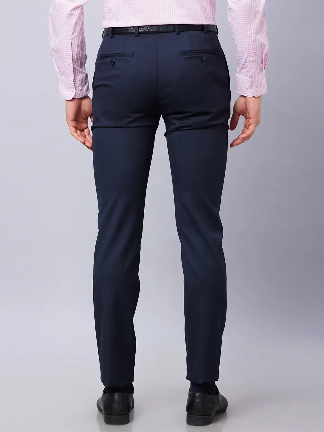 Raymond Men Blue Solid Slim Fit Polyester Blend Trouser - Image 4
