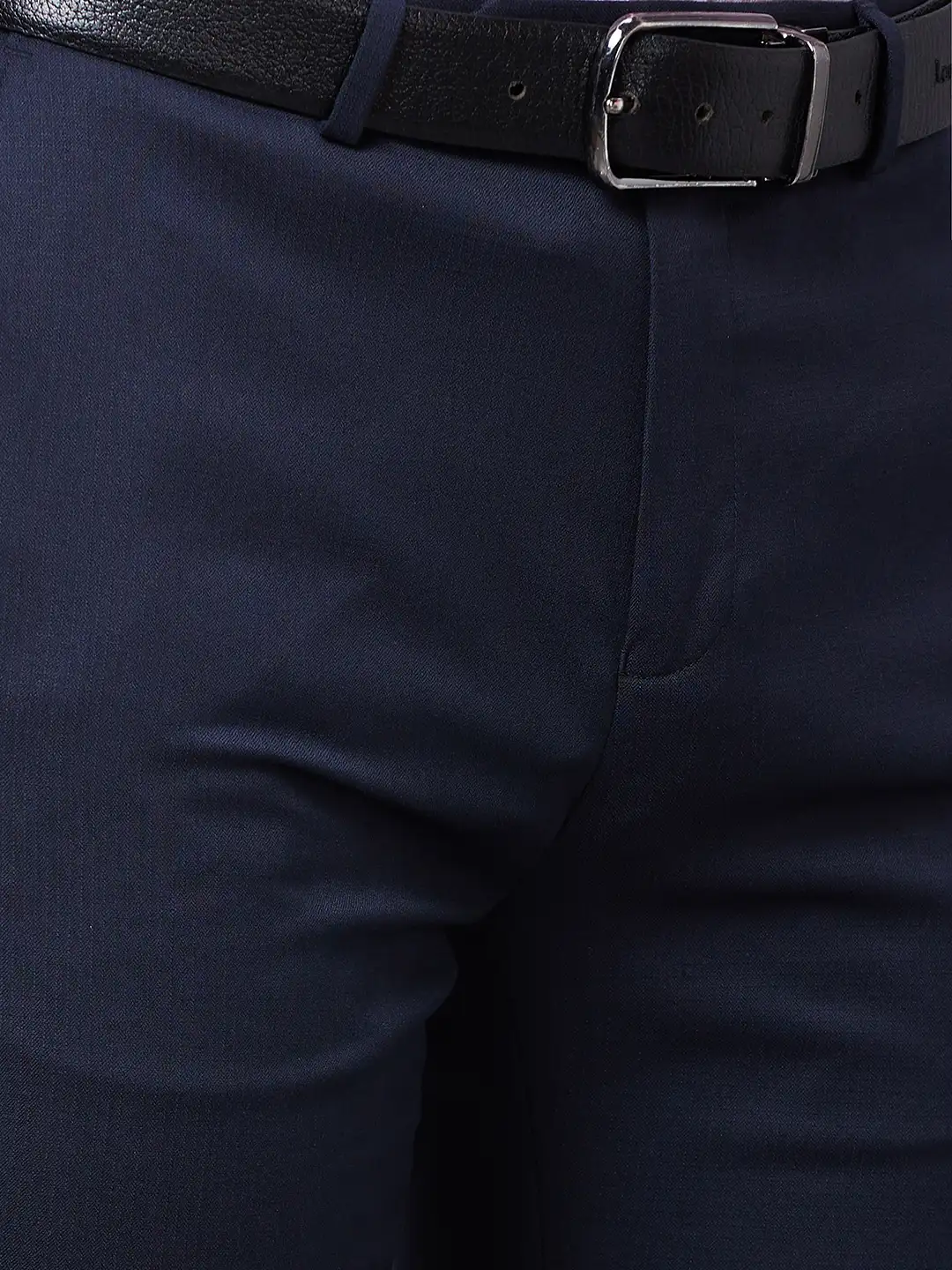 Raymond Men Blue Solid Slim Fit Polyester Blend Trouser - Image 6