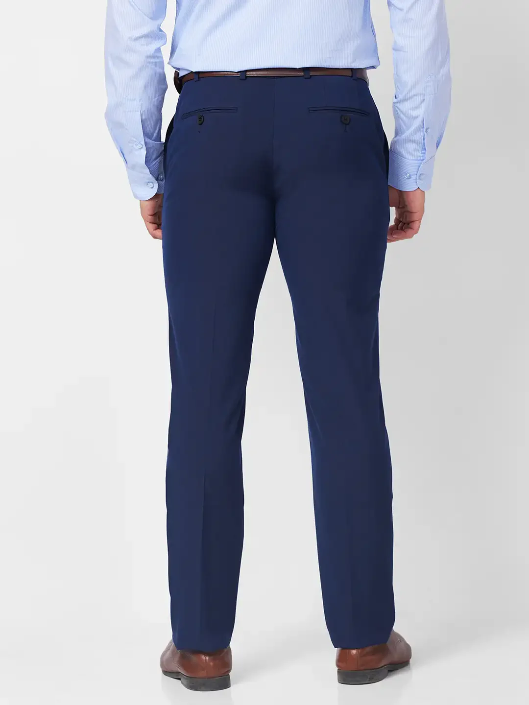 Raymond Men Blue Solid Slim Fit Polyester Blend Trouser - Image 4