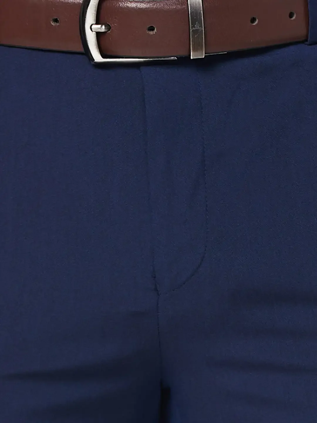 Raymond Men Blue Solid Slim Fit Polyester Blend Trouser - Image 7