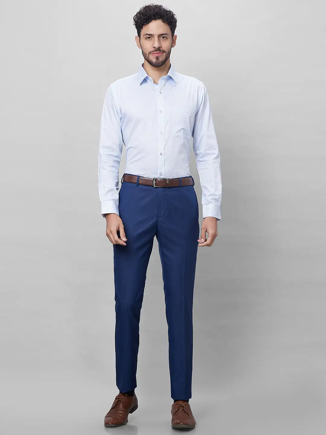 Raymond Men Blue Solid Slim Fit Polyester Blend Trouser - Image 6