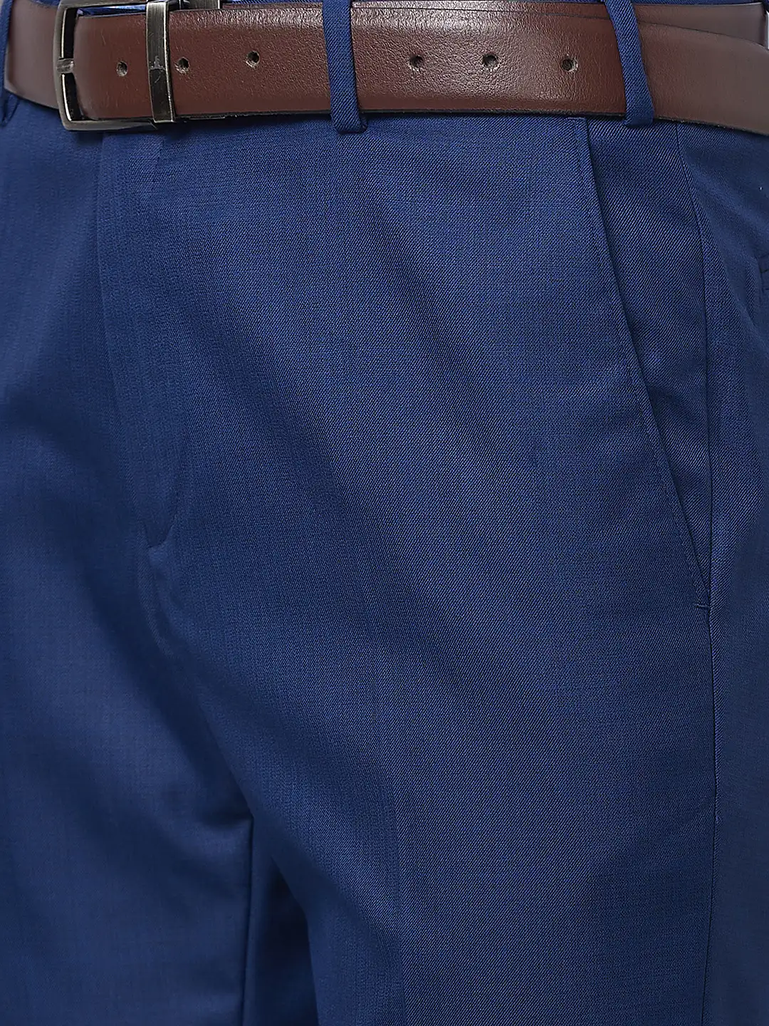 Raymond Men Blue Solid Slim Fit Polyester Blend Trouser - Image 7