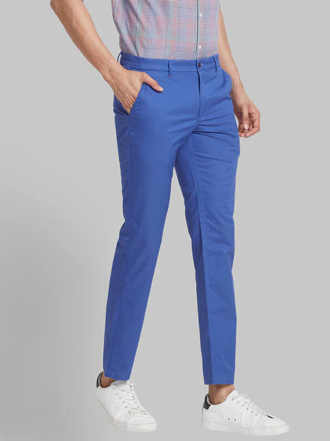 Raymond Men Blue Solid Slim Fit Polyester Blend Trouser - Image 2