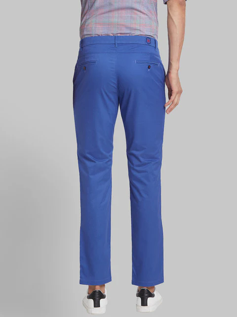 Raymond Men Blue Solid Slim Fit Polyester Blend Trouser - Image 4