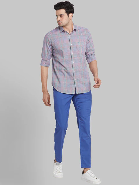Raymond Men Blue Solid Slim Fit Polyester Blend Trouser - Image 5