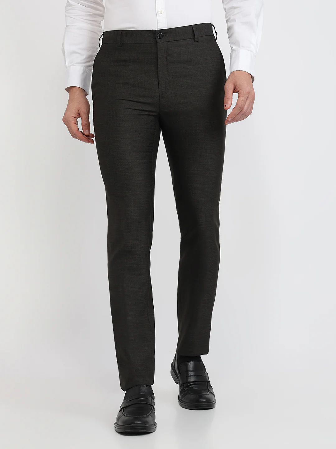 Raymond Men Blue Solid Slim Fit Polyester Blend Trouser