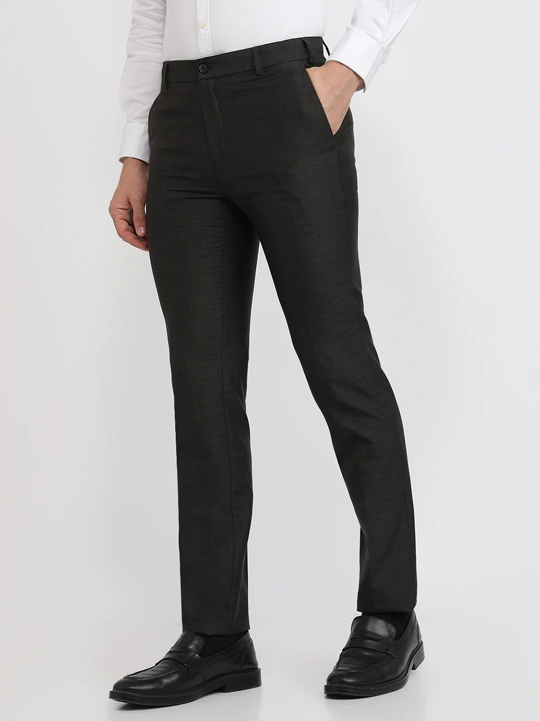 Raymond Men Blue Solid Slim Fit Polyester Blend Trouser - Image 2