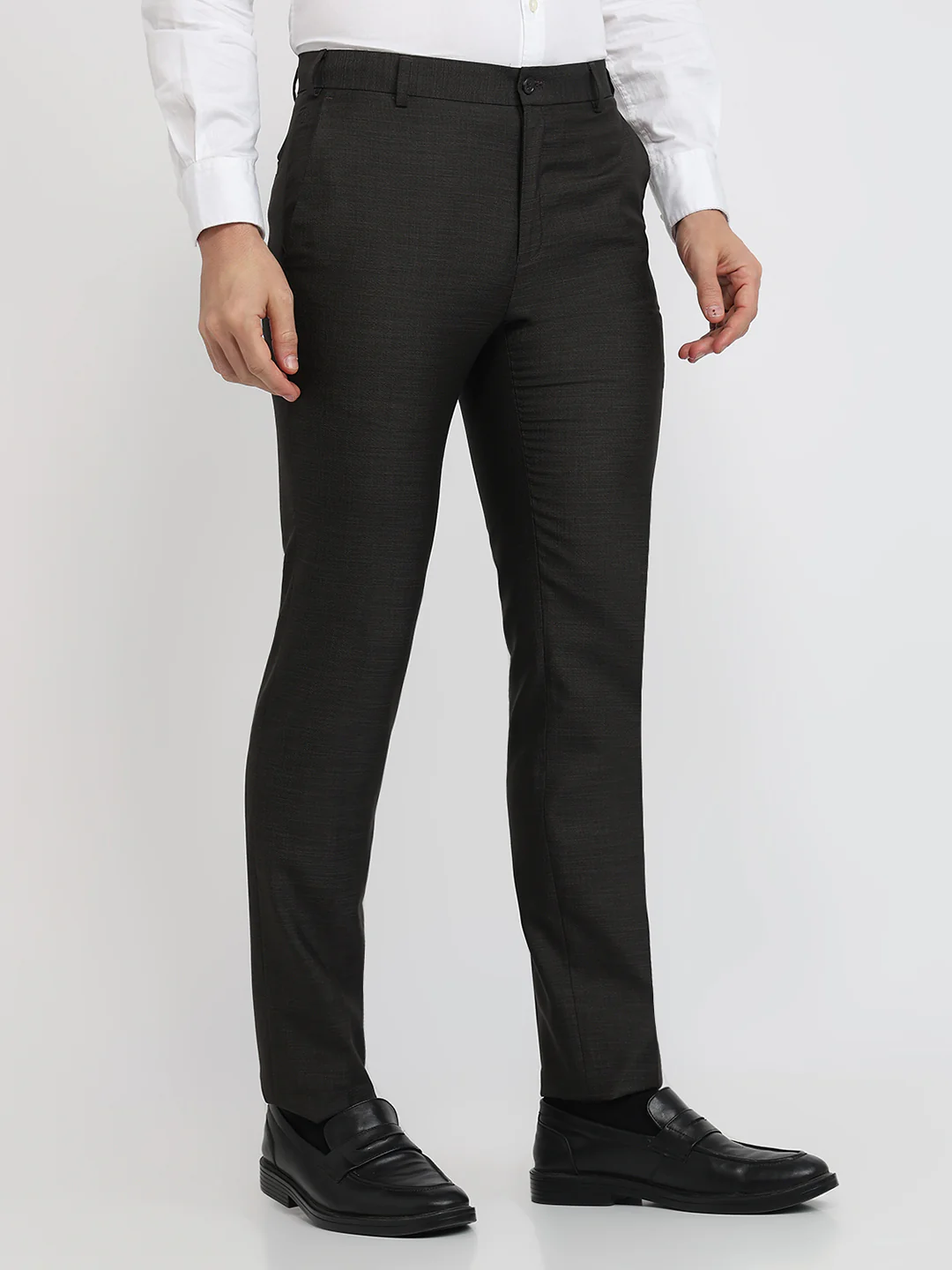 Raymond Men Blue Solid Slim Fit Polyester Blend Trouser - Image 3
