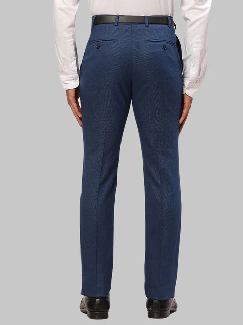 Raymond Men Blue Solid Slim Fit Polyester Blend Trouser - Image 4
