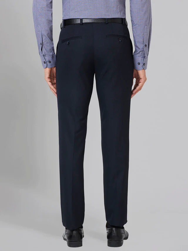Raymond Men Blue Solid Slim Fit Polyester Blend Trouser - Image 5