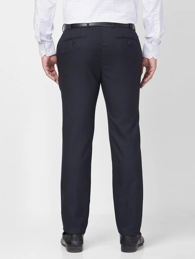 Raymond Men Blue Solid Slim Fit Polyester Blend Trouser - Image 5