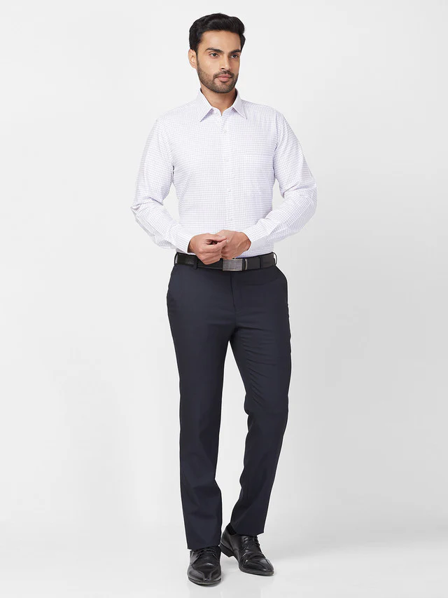 Raymond Men Blue Solid Slim Fit Polyester Blend Trouser - Image 6