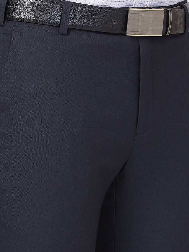 Raymond Men Blue Solid Slim Fit Polyester Blend Trouser - Image 7