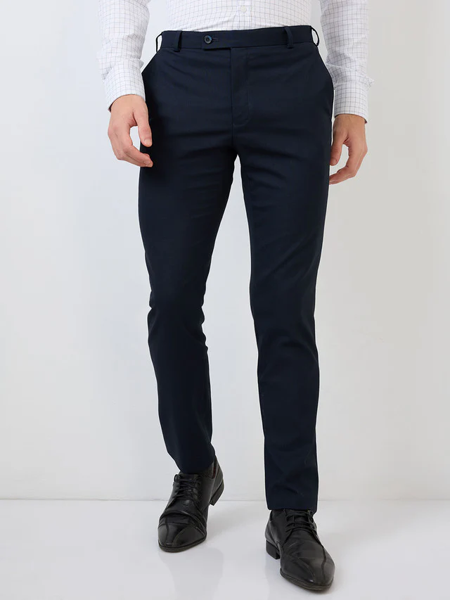 Raymond Men Blue Solid Slim Fit Polyester Blend Trouser