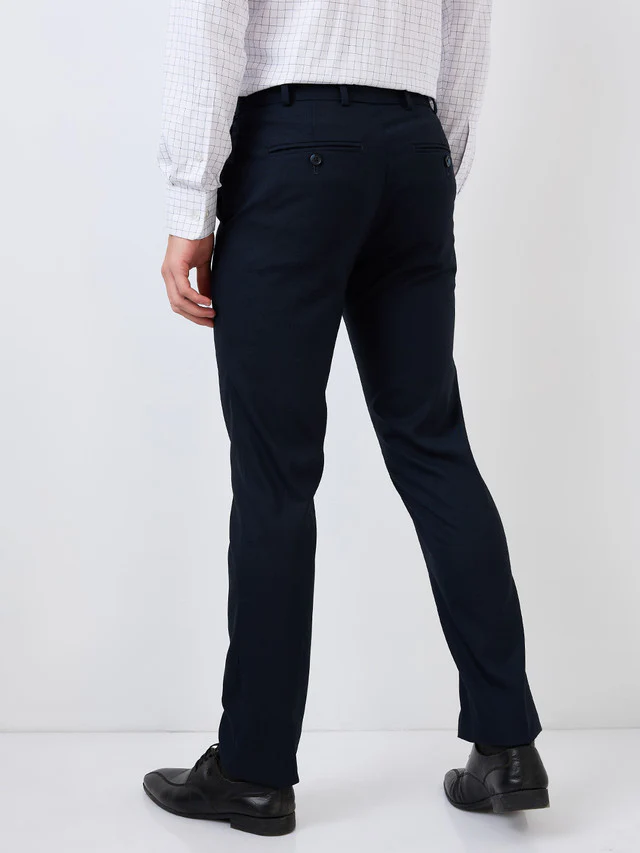 Raymond Men Blue Solid Slim Fit Polyester Blend Trouser - Image 5