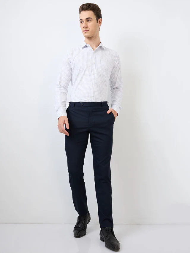 Raymond Men Blue Solid Slim Fit Polyester Blend Trouser - Image 6