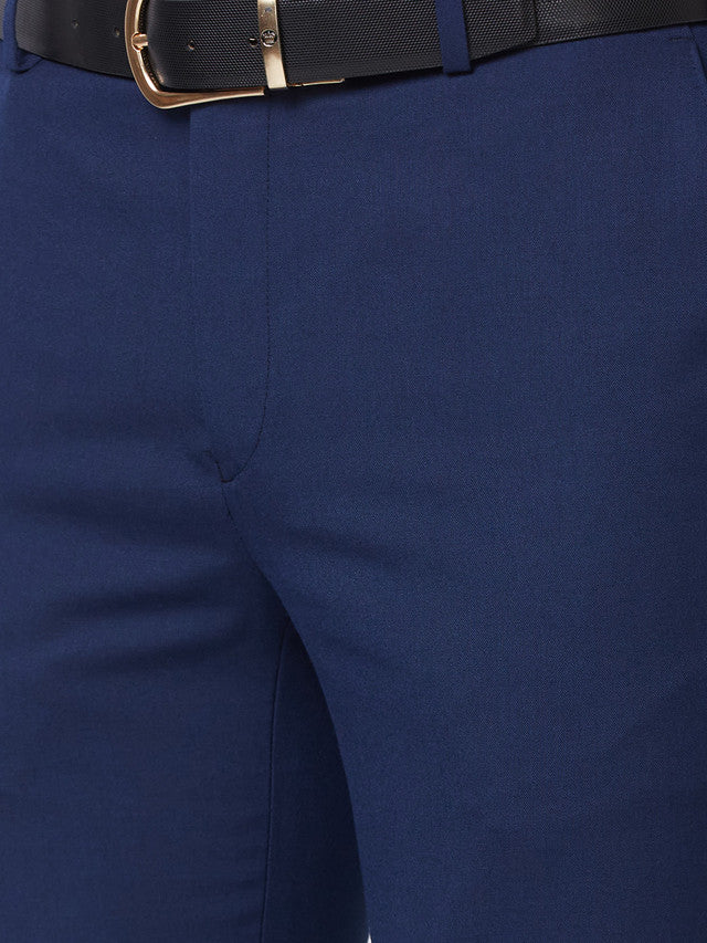 Raymond Men Blue Solid Slim Fit Polyester Blend Trouser - Image 7