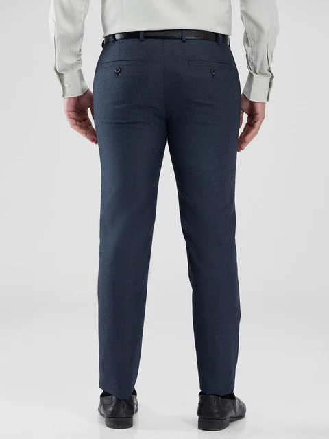 Raymond Men Blue Solid Slim Fit Polyester Blend Trouser - Image 4