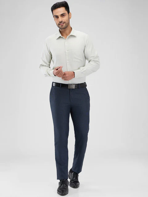 Raymond Men Blue Solid Slim Fit Polyester Blend Trouser - Image 5