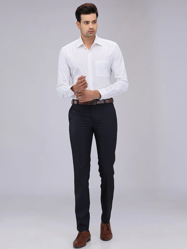 Raymond Men Blue Solid Slim Fit Polyester Blend Trouser - Image 5