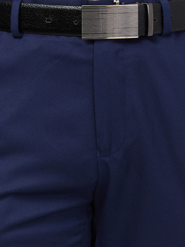 Raymond Men Blue Solid Slim Fit Polyester Blend Trouser - Image 7