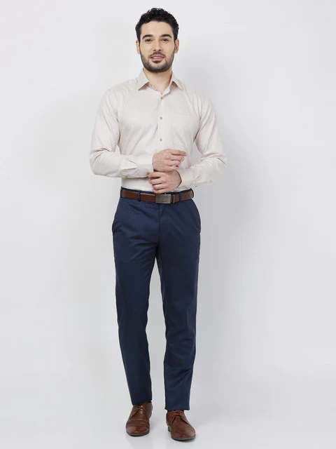 Raymond Men Blue Solid Slim Fit Polyester Blend Trouser - Image 6