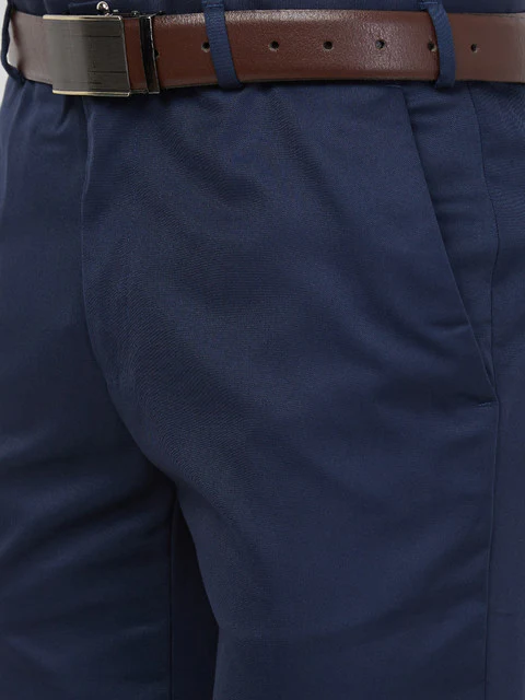 Raymond Men Blue Solid Slim Fit Polyester Blend Trouser - Image 7