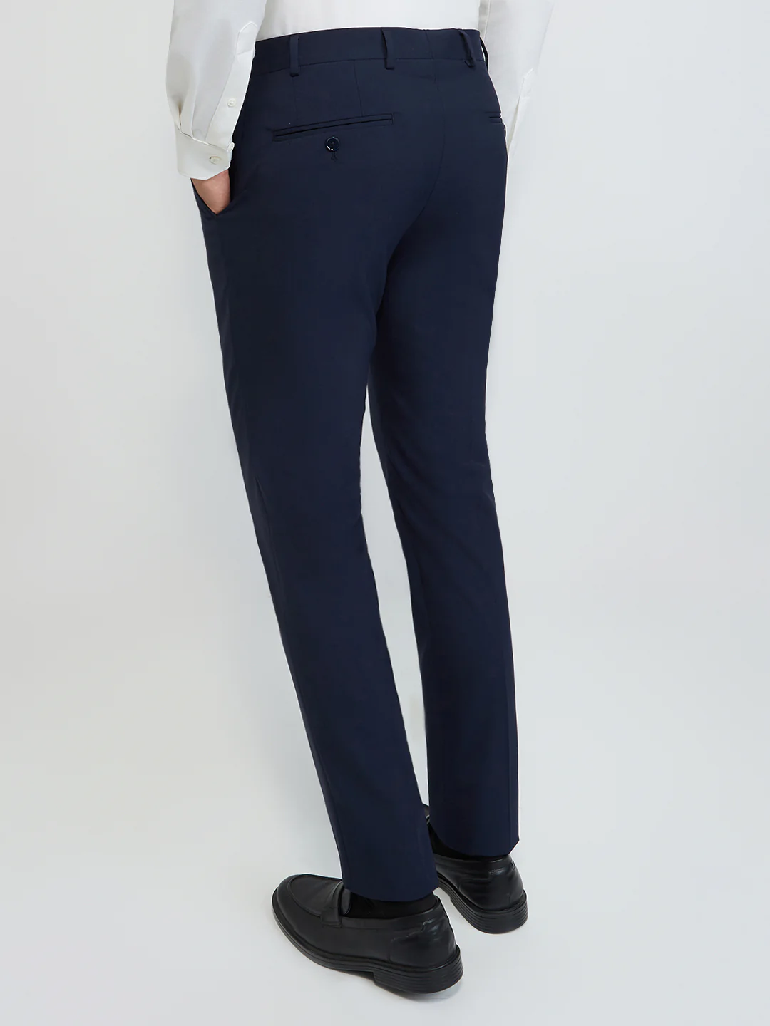 Raymond Men Blue Solid Slim Fit Polyester Blend Trouser - Image 4