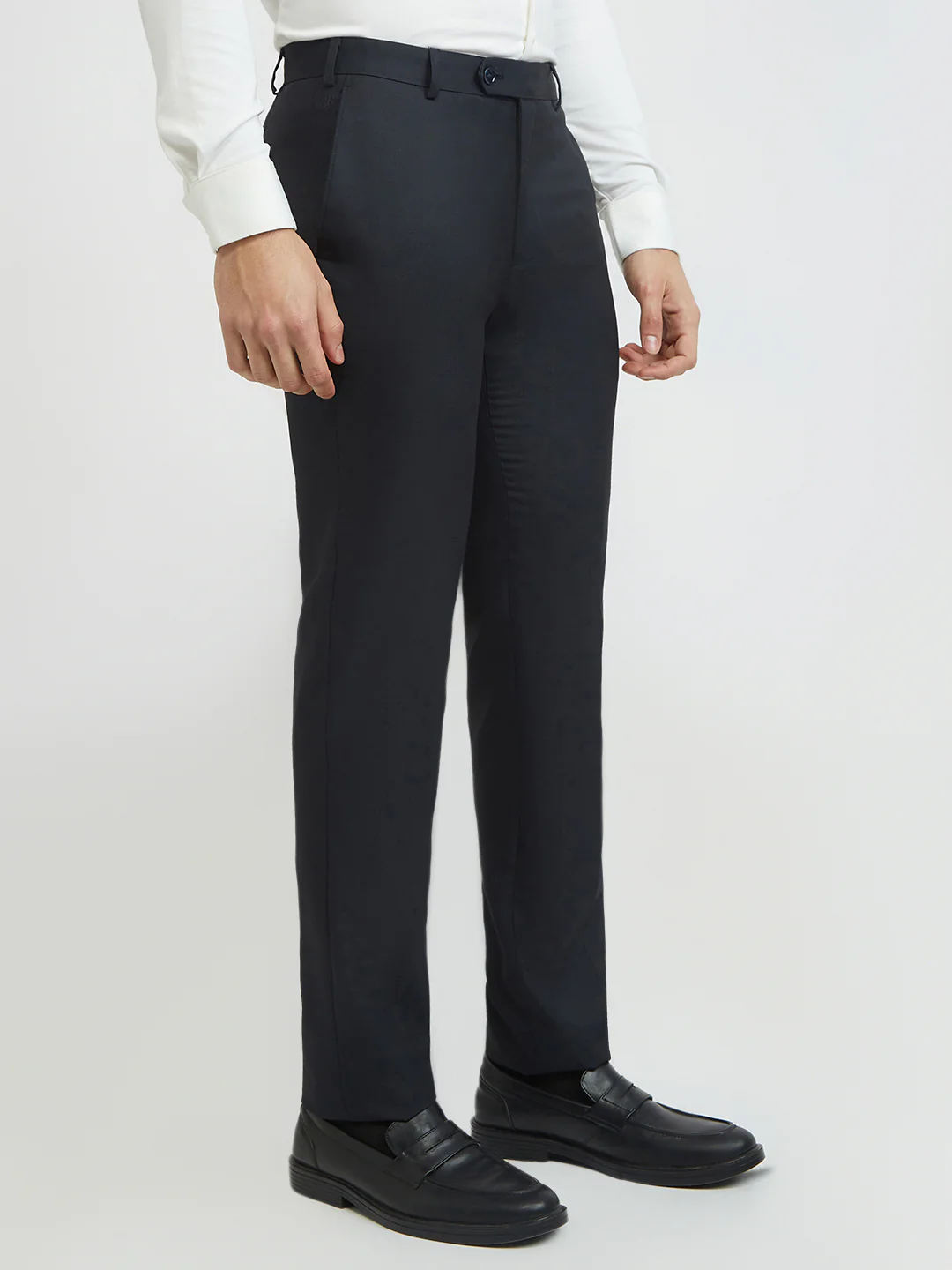 Raymond Men Blue Solid Slim Fit Polyester Blend Trouser - Image 2