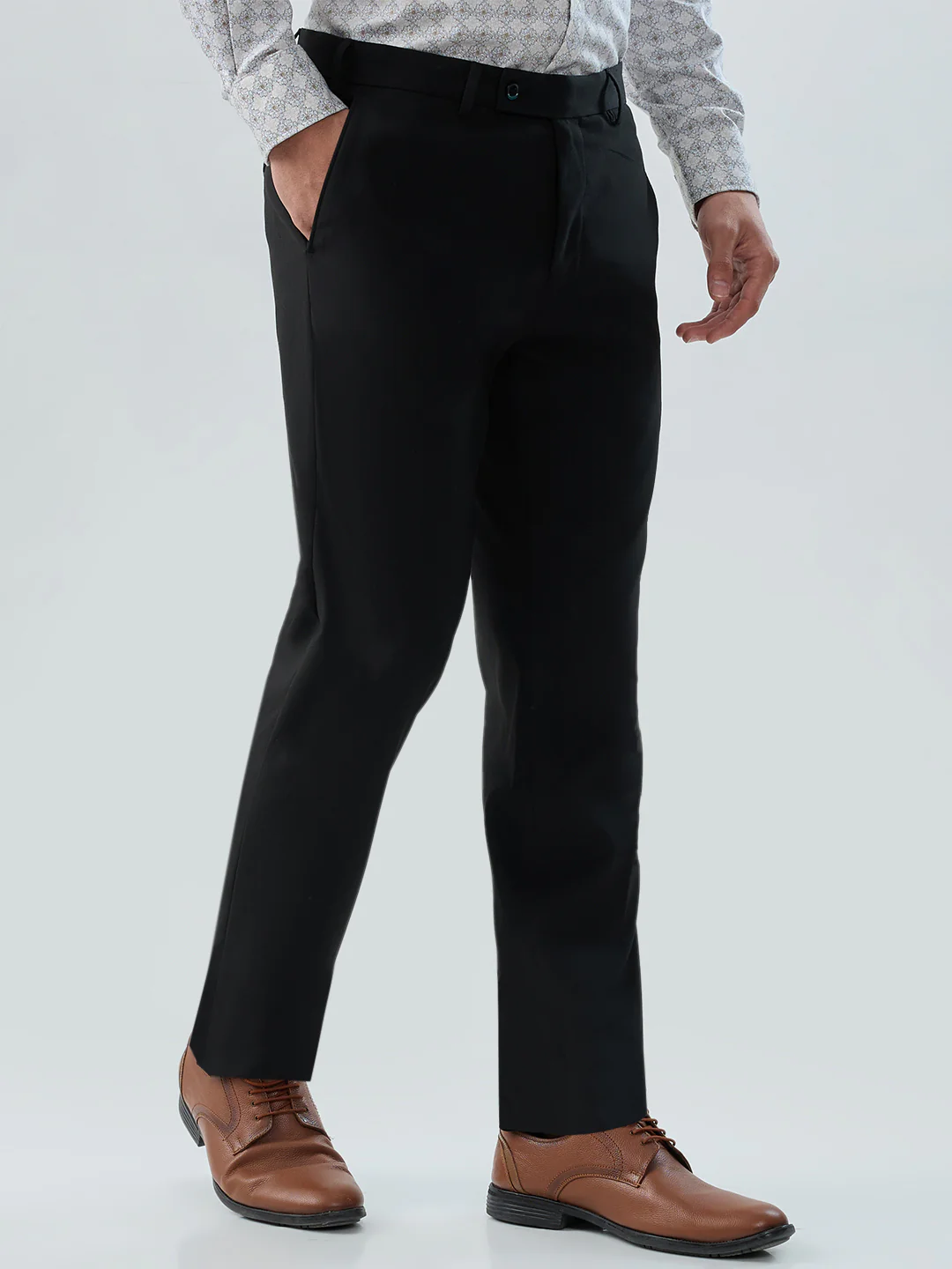 Raymond Men Blue Solid Slim Fit Polyester Blend Trouser - Image 2