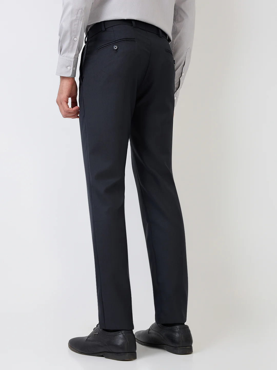 Raymond Men Blue Solid Slim Fit Polyester Blend Trouser - Image 4