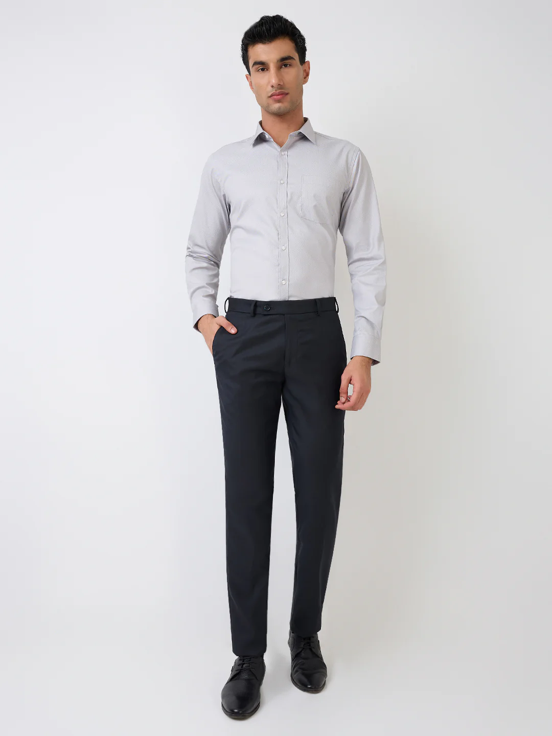 Raymond Men Blue Solid Slim Fit Polyester Blend Trouser - Image 5