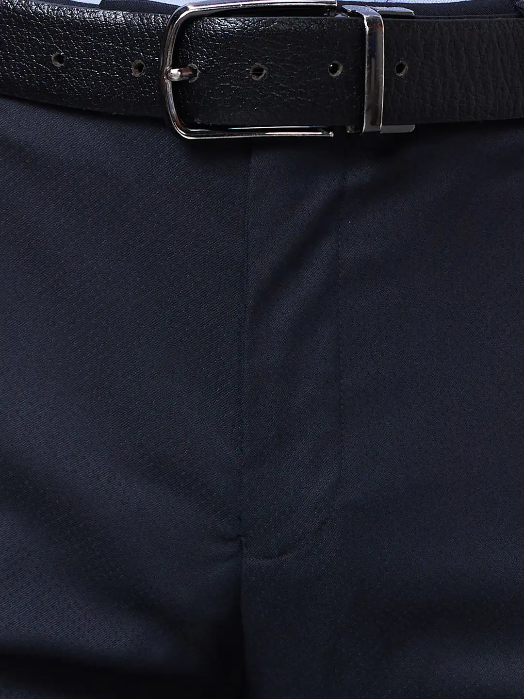 Raymond Men Blue Solid Slim Fit Polyester Blend Trousers - Image 7