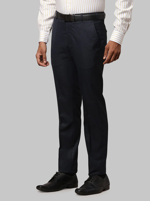 Raymond Men Blue Solid Slim Fit Trouser - Image 3