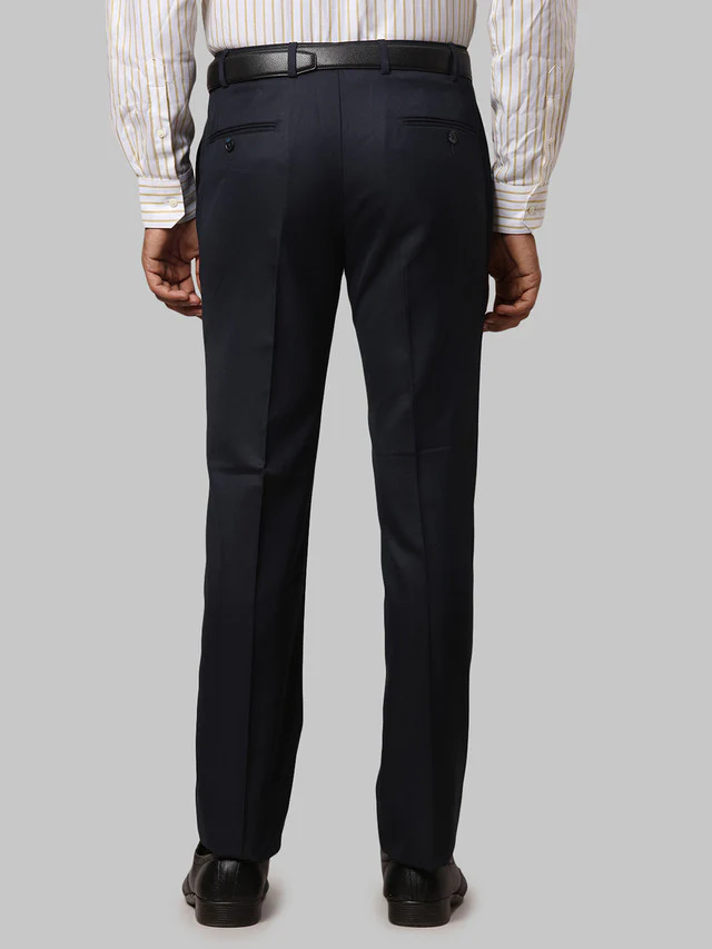 Raymond Men Blue Solid Slim Fit Trouser - Image 4