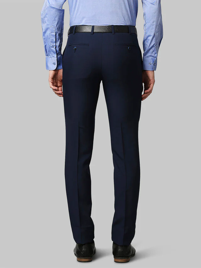 Raymond Men Blue Solid Slim Fit Trouser - Image 4