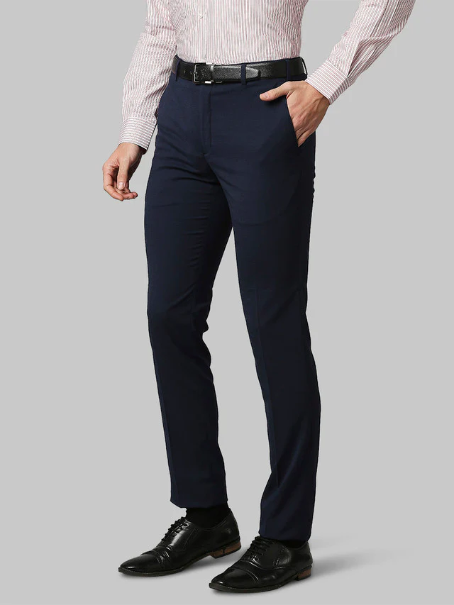Raymond Men Blue Solid Slim Fit Trouser - Image 3