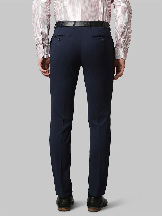 Raymond Men Blue Solid Slim Fit Trouser - Image 4