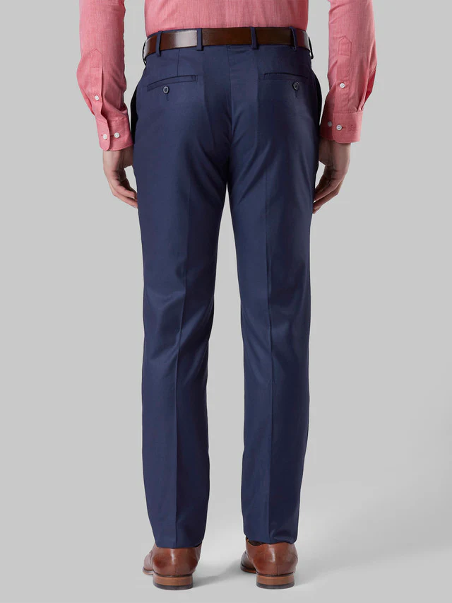 Raymond Men Blue Solid Slim Fit Trouser - Image 4