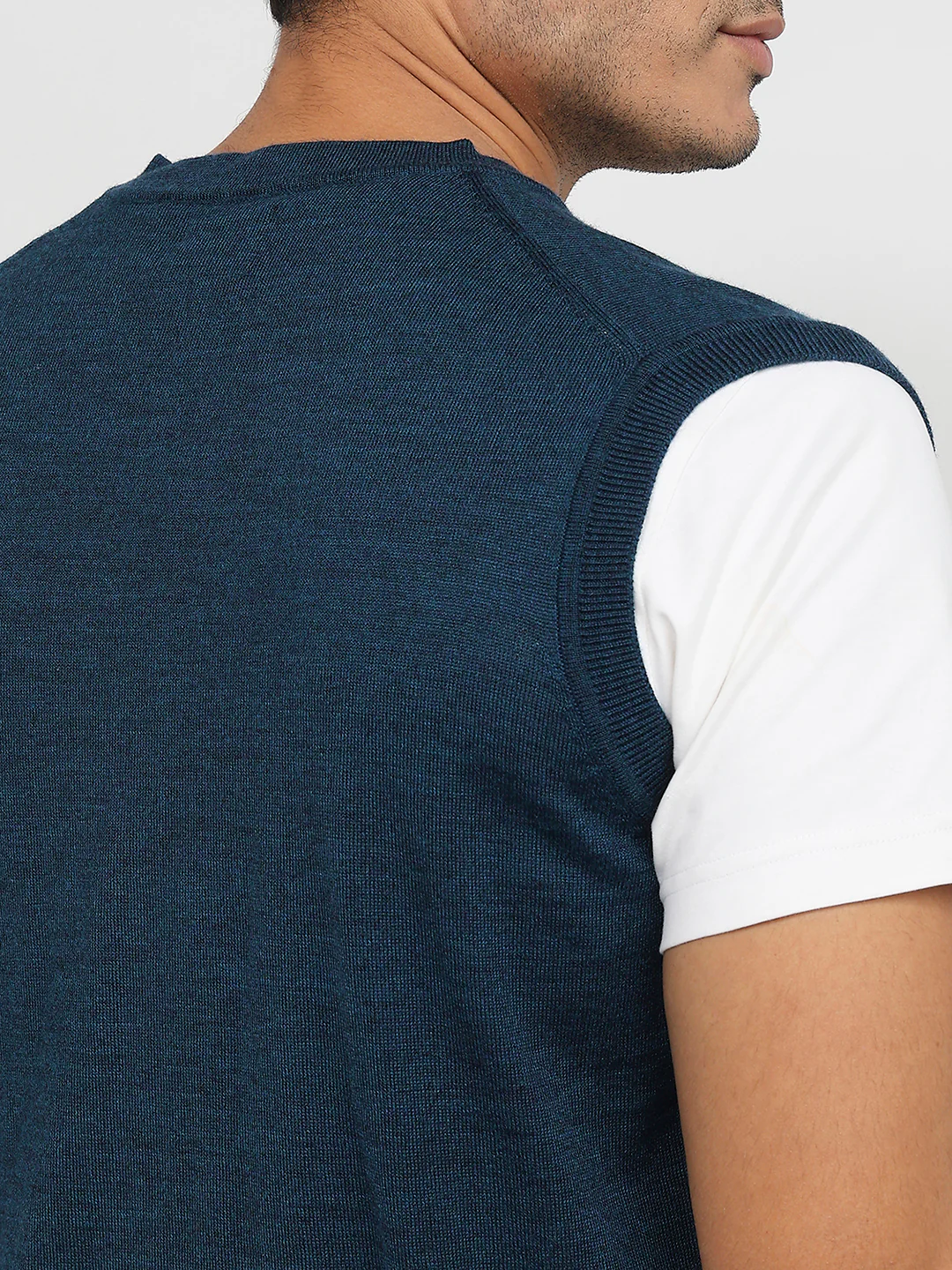 Raymond Men Blue Solid Smart Fit Marino Blend Sweatshirt - Image 7