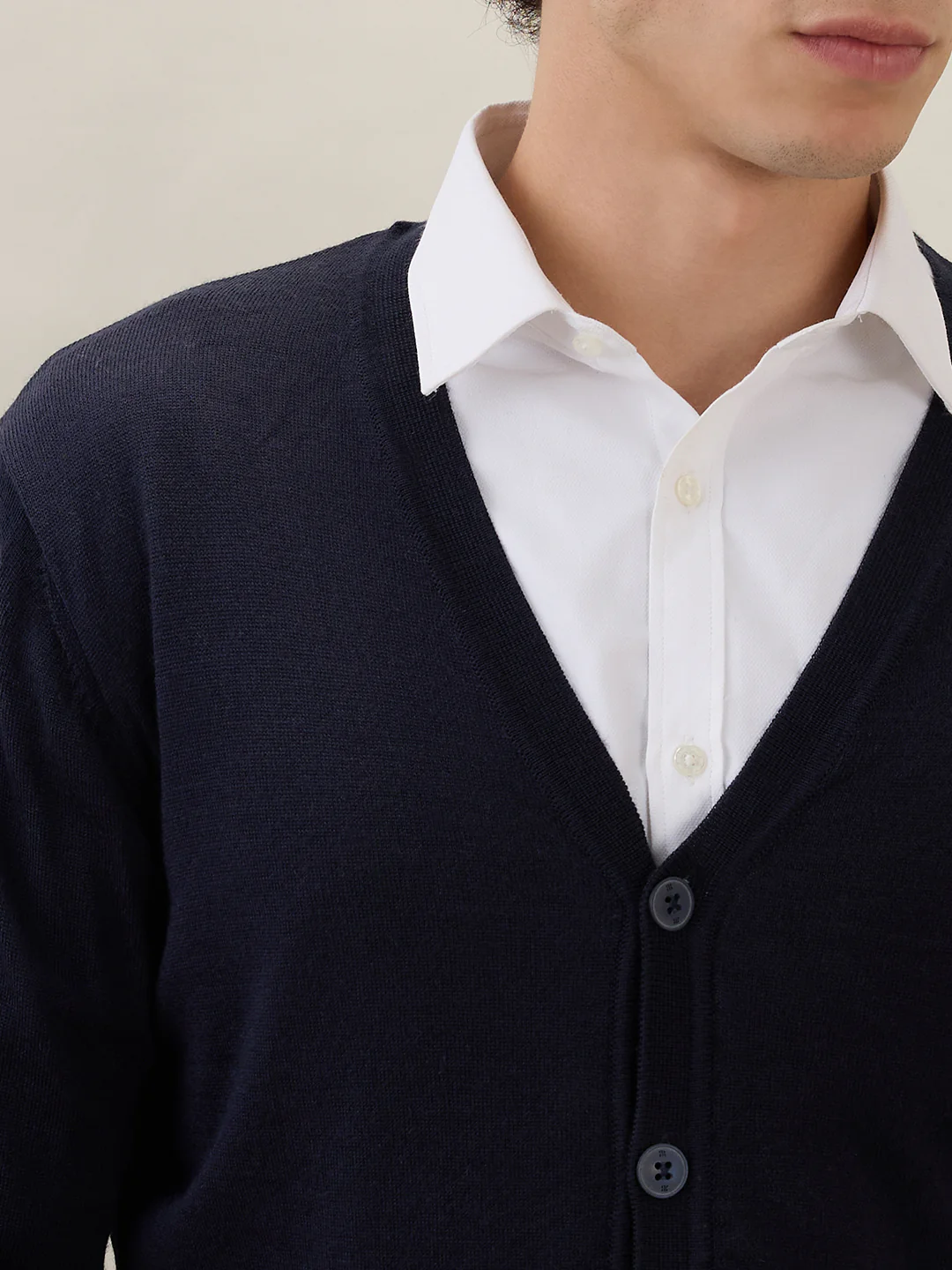 Raymond Men Blue Solid Wool Blend Sweatshirt - Image 6