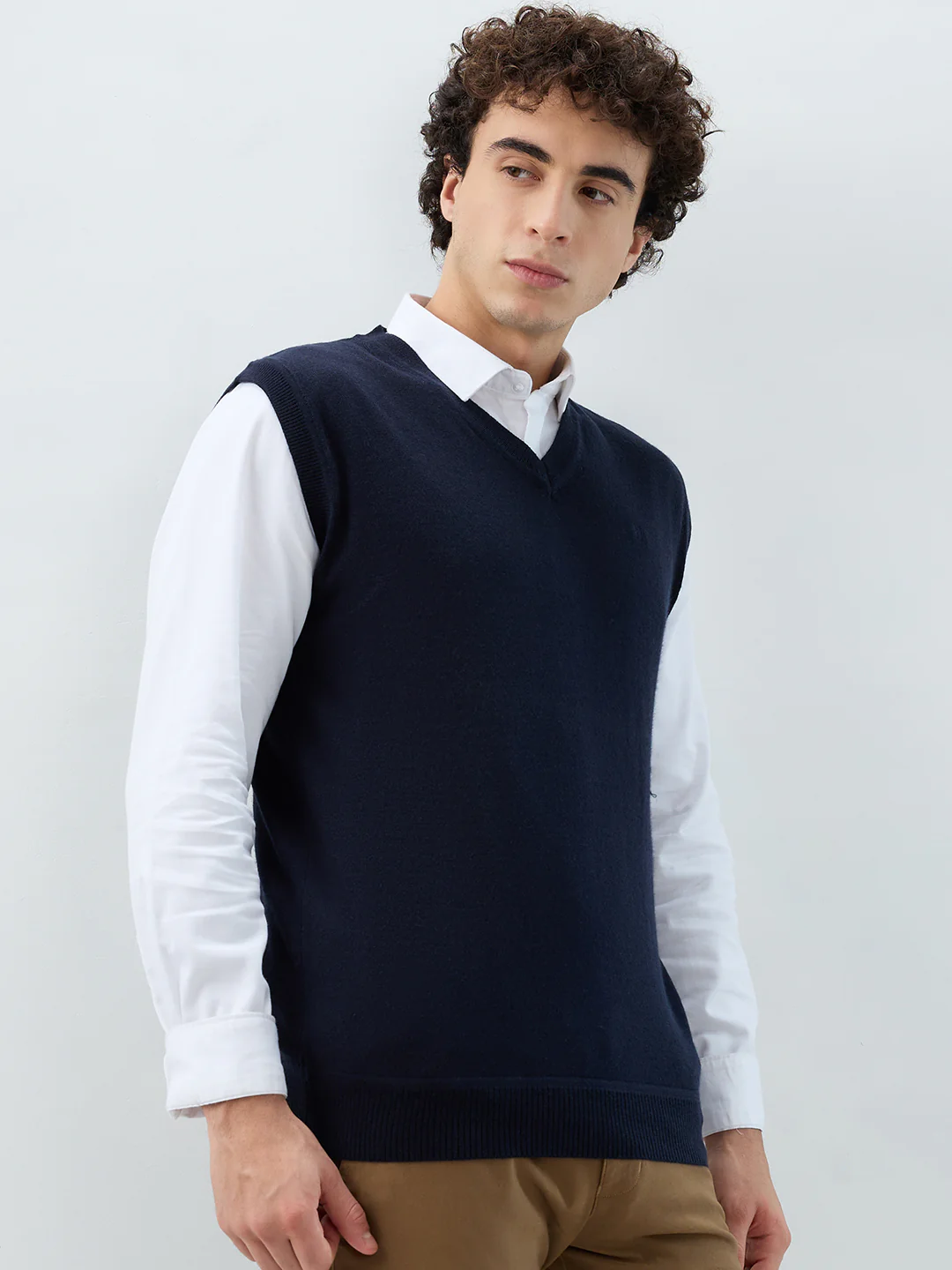 Raymond Men Blue Solid Wool Blend Sweatshirt - Image 2
