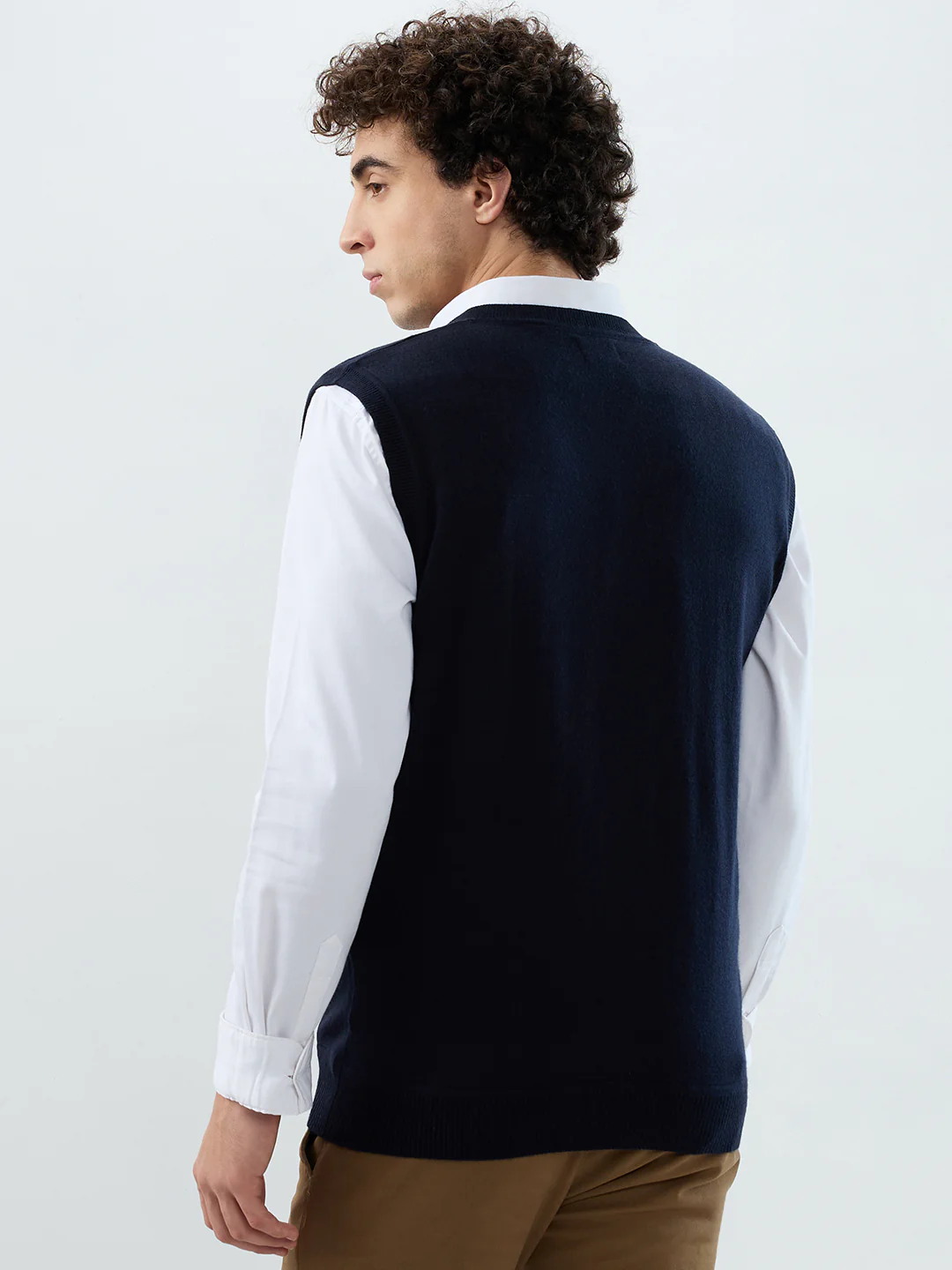 Raymond Men Blue Solid Wool Blend Sweatshirt - Image 4
