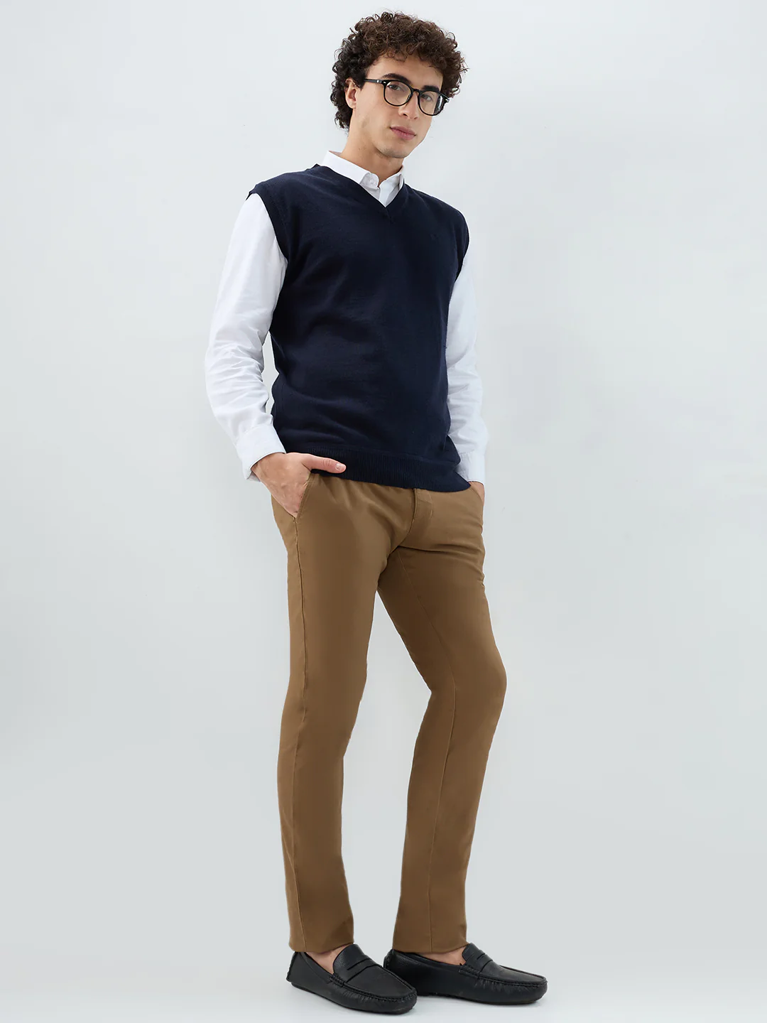 Raymond Men Blue Solid Wool Blend Sweatshirt - Image 7