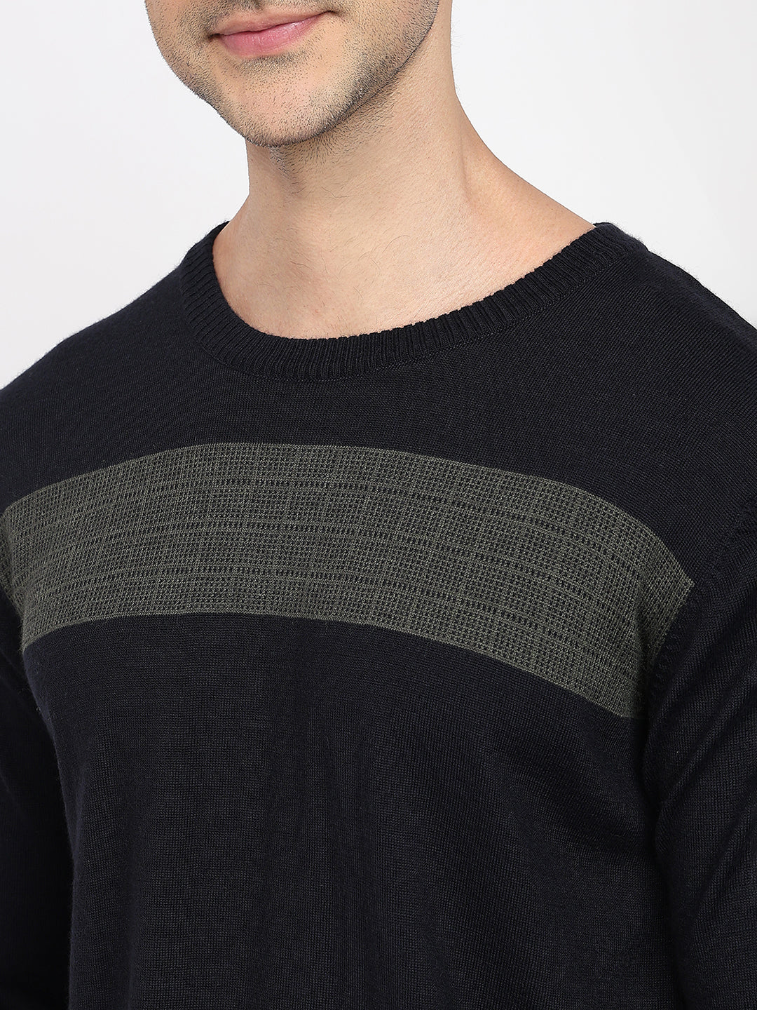 Raymond Men Blue Stripe Acrlic Blend Sweatshirt - Image 6